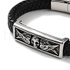 Men's Braided Black PU Leather Cord Bracelets BJEW-K243-07AS-2