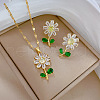 Brass Micro Pave Cubic Zirconia Pendant Necklace & Stud Earrings WG7AC39-52-1