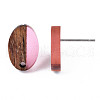 Resin & Walnut Wood Stud Earring Findings MAK-N032-004A-A04-4