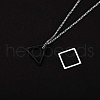 304 Stainless Steel Triangle & Rhombus Pendant Necklace with Box Chains JN1045A-5