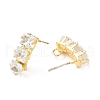 Brass Micro Pave Clear Cubic Zirconia Stud Earring Findings ZIRC-K087-16G-2