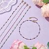 304 Stainless Steel Enamel Link Chain Anklets AJEW-AN00630-2