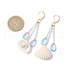 Glass & Natural Shell Hoop Earrings EJEW-MZ00385-3