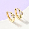 Heart Brass Micro Pave Clear Cubic Zirconia Hoop Earrings EJEW-Z102-28G-1