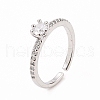Clear Cubic Zirconia Diamond Open Cuff Ring RJEW-B028-20P-1