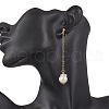Glass Imitation Pearl Round Tassel Stud Earrings EJEW-JE06453-5