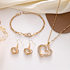 Heart Alloy Crystal Rhinestone Pendant Necklace & Dangle Earring & Link Bracelet Sets FS-WGED074-01-1