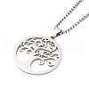 Non-Tarnish 304 Stainless Steel Box Chain Tree of Life Pendant Necklaces for Women Men NJEW-U005-04P-1