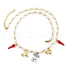 Brass Micro Pave Clear Cubic Zirconia Beaded Necklaces NJEW-Z059-06GP-4