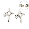 Brass Micro Pave Clear Cubic Zirconia Stud Earrings EJEW-M103-03P-4