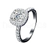 Rhodium Plated 925 Sterling Silver Micro Pave 5.2x3.1mm Cubic Zirconia Finger Rings for Women WG84E28-03-4