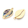 304 Stainless Steel Pave Natural Paua Shell Pendants STAS-N115-21B-G-2