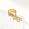Round Ball Tassel 304 Stainless Steel Cuff Rings for Women RJEW-U039-03G-3