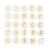 Brass Elder Futhark Alphabet Engraved Symbol Flat Round Natural Quartz Crystal Rune Stones G-I373-01B-1