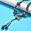 Ethnic Style Alloy & Porcelain Ceramic Beads Butterfly Pendant Tassel Y Necklaces NJEW-D308-01B-1