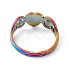 Ion Plating(IP) 201 Stainless Steel Heart Adjustable Ring for Women RJEW-K242-01M-2