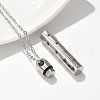 304 Stainless Steel Black Paw Print Column Keepsake Ashes Memorial Pendant Necklaces NJEW-P326-05P-3