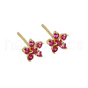 Elegant Sterling Silver Plum Cubic Zirconia Blossom Stud Earrings for Women VQ1749-5-1