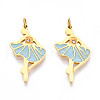 304 Stainless Steel Enamel Pendants STAS-N115-01C-G-1