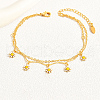 Brass Beach Daisy Flower Tassel Double Layer Anklets for Women's Vacation Date Gift AN0385-2-3