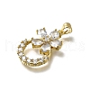 Brass Micro Pave Cubic Zirconia Pendants KK-C090-21G-2