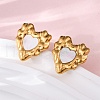 304 Stainless Steel Natural White Shell Stud Earrings EJEW-Z103-06G-02-3