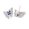 Clear Cubic Zirconia Butterfly Stud Earrings with Enamel EJEW-C030-05P-2