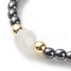 5Pcs 5 Style Natural Rainbow Moonstone & Dichroite & Synthetic Hematite Round Beaded Stretch Finger Rings Set RJEW-JR00527-8