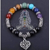 Natural Mixed Gemstone Beaded Stretch Bracelets PW-WG76825-03-1