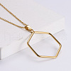 Hexagon 316L Surgical Stainless Steel Pendant Necklaces & Hoop Earrings Sets FS-WG7378B-01-3