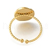 Flat Round with Insect 304 Stainless Steel Open Cuff Ring for Women RJEW-F161-02G-03-3