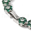 Rack Plating Brass Pave Cubic Zirconia Flower Link Chain Bracelets for Women BJEW-A018-03P-05-3