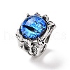Dragon Eye Glass Wide Band Rings for Men RJEW-E017-01AS-05-2