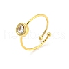 Mother's Day Rings 304 Stainless Steel Heart Open Cuff Ring RJEW-C062-02G-1