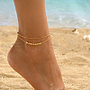 Brass and Iron Round Beaded Ball Chain Double-layer Anklets for Women Daily Holiday Wear UH1961-2