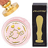 Brass Wax Seal Stamp with Wood Handle AJEW-WH0412-0346-1