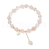 Natural Quartz Crystal & Rose Quartz Round Beaded Stretch Bracelets BJEW-JB11935-02-2