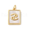 Brass Pave Natural White Shell Pendants KK-S522-09G-I-1