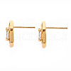 Brass Micro Pave Clear Cubic Zirconia Stud Earrings EJEW-S210-016A-NR-3