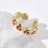 Brass Enamel Adjustable Cuff Rings for Women RJEW-G350-01D-G-2