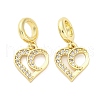 Brass Micro Pave Cubic Zirconia European Dangle Charms KK-D325-19G-01-1