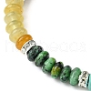 Natural & Synthetic Mixed Gemstone Flat Round Braided Bead Bracelets BJEW-JB09711-3