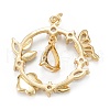 Brass Clear Cubic Zirconia Glass Pendants ZIRC-C024-20G-4