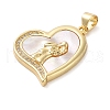 Brass & Shell & Clear Cubic Zirconia Pendants KK-I712-08G-2