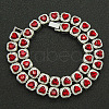 Alloy Crystal Rhinestone & Heart Glass Square Link Chain Tennis Necklaces FS-WG8A429-02-1