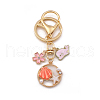 Shell Starfish Alloy Enamel Pendant Keychain with Dolphin & Flower Charm OCEA-PW0001-32B-1