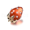 Strawberry Brass Acrylic Pendants OACR-R006-02G-01-2