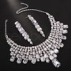 Rectangle & Flat Round Alloy with Crystal Rhinestone Pendant Necklace & Stud Earring FS-WGA507D-01-4
