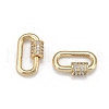 Brass Micro Pave Cubic Zirconia Screw Carabiner Lock Charms X-ZIRC-G160-22G-2