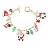 Christmas Theme Alloy Enamel Charm Bracelets for Women BJEW-JB11111-1